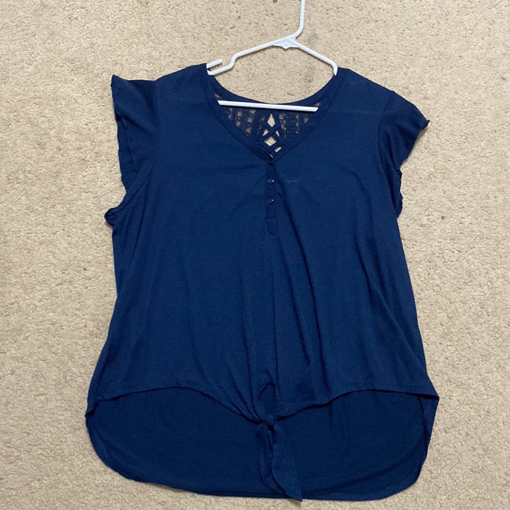 Navy Blue Front Knot Top